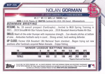 2021 Bowman Chrome - Prospects #BCP-235 Nolan Gorman Back