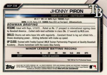 2021 Bowman Chrome - Prospects #BCP-239 Jhonny Piron Back