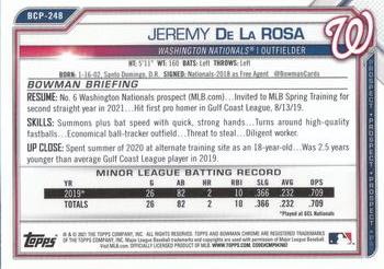 2021 Bowman Chrome - Prospects #BCP-248 Jeremy De La Rosa Back