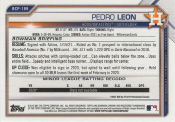 2021 Bowman Chrome - Prospects Shimmer Refractor #BCP-189 Pedro Leon Back