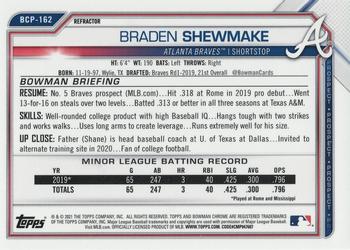 2021 Bowman Chrome - Prospects Refractor #BCP-162 Braden Shewmake Back