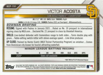 2021 Bowman Chrome - Prospects Speckle Refractor #BCP-151 Victor Acosta Back