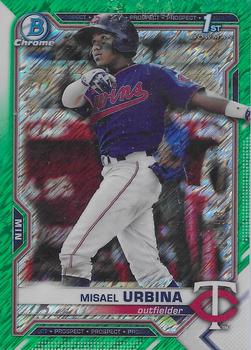 2021 Bowman Chrome - Prospects Green Shimmer Refractor #BCP-206 Misael Urbina Front