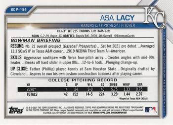 2021 Bowman Chrome - Prospects Gold Shimmer Refractor #BCP-194 Asa Lacy Back