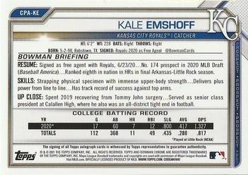 2021 Bowman Chrome - Prospect Autographs #CPA-KE Kale Emshoff Back