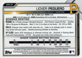 2021 Bowman Chrome - Prospect Autographs #CPA-LP Liover Peguero Back