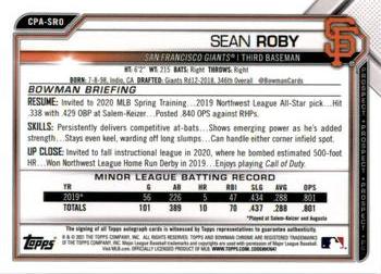 2021 Bowman Chrome - Prospect Autographs #CPA-SRO Sean Roby Back
