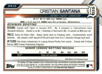 2021 Bowman Chrome - Prospect Autographs HTA Choice Refractor #CPA-CS Cristian Santana Back