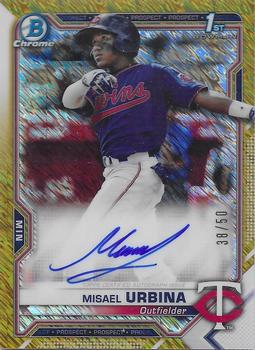 2021 Bowman Chrome - Prospect Autographs Gold Shimmer Refractor #CPA-MU Misael Urbina Front