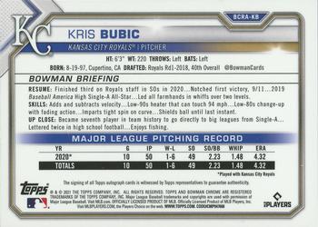 2021 Bowman Chrome - Rookie Autographs #BCRA-KB Kris Bubic Back