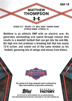 2021 Bowman Chrome - Under Armour All-America Game Autographs #UAA-18 Matthew Thompson Back