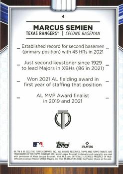 2022 Topps Tribute #4 Marcus Semien Back