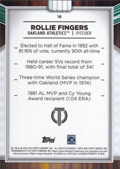 2022 Topps Tribute #16 Rollie Fingers Back