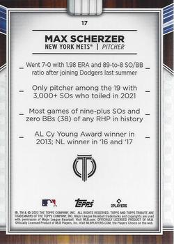 2022 Topps Tribute #17 Max Scherzer Back