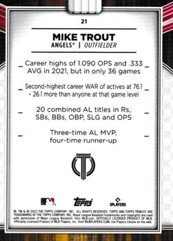 2022 Topps Tribute #21 Mike Trout Back