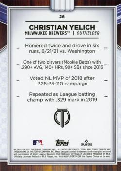 2022 Topps Tribute #26 Christian Yelich Back