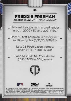 2022 Topps Tribute #30 Freddie Freeman Back