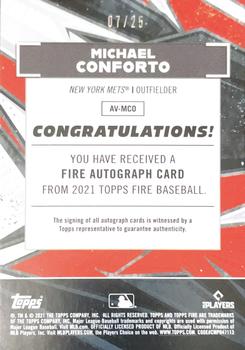 2021 Topps Fire - Autographs Magenta #AV-MCO Michael Conforto Back