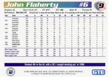 1999 GTE Tampa Bay Devil Rays #9 John Flaherty Back