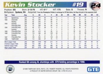 1999 GTE Tampa Bay Devil Rays #24 Kevin Stocker Back