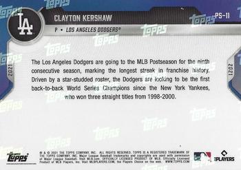 2021 Topps Now Postseason Los Angeles Dodgers #PS-11 Clayton Kershaw Back