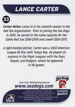 2021 Choice Portland Sea Dogs #33 Lance Carter Back