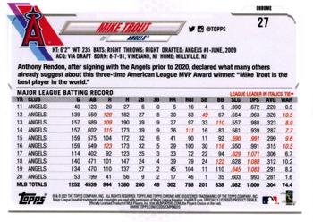 2021 Topps Chrome - X-Fractor #27 Mike Trout Back