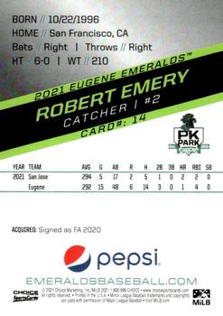 2021 Choice Eugene Emeralds #14 Robert Emery Back