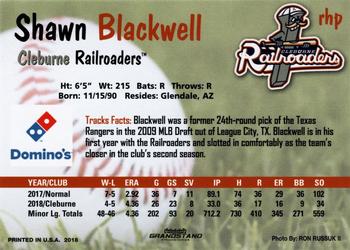 2018 Grandstand Cleburne Railroaders #NNO Shawn Blackwell Back