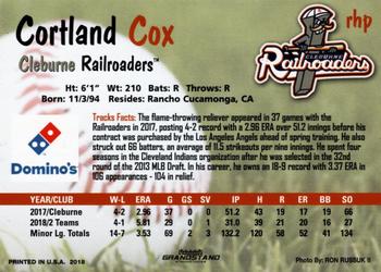 2018 Grandstand Cleburne Railroaders #NNO Cortland Cox Back