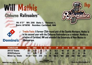 2018 Grandstand Cleburne Railroaders #NNO Will Mathis Back
