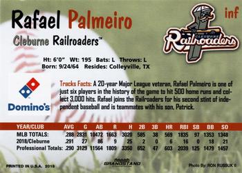 2018 Grandstand Cleburne Railroaders #NNO Rafael Palmeiro Back
