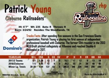 2018 Grandstand Cleburne Railroaders #NNO Patrick Young Back