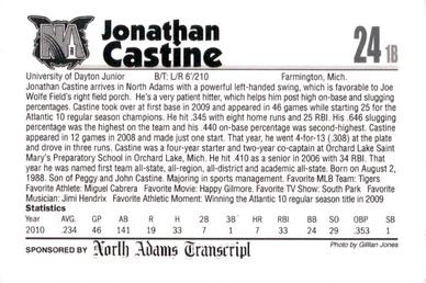 2011 North Adams SteepleCats #NNO Jonathan Castine Back