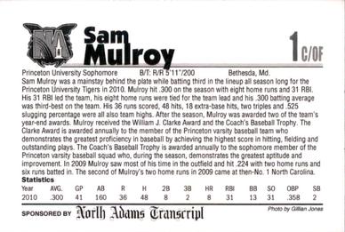 2011 North Adams SteepleCats #NNO Sam Mulroy Back