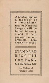 1917 Standard Biscuit #144 Dick Rudolph Back