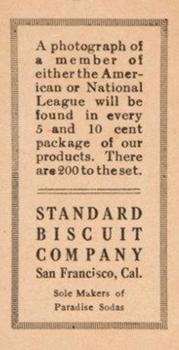 1917 Standard Biscuit #158 Jimmy Sheckard Back