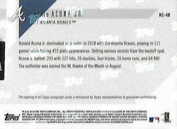 2018 Topps Now - Rookie Cup Autographs / Memorabilia #RC-4B Ronald Acuna Jr. Back