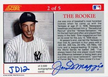 1992 Score - Joe DiMaggio: Yankee Clipper Autographs #2 Joe DiMaggio Back