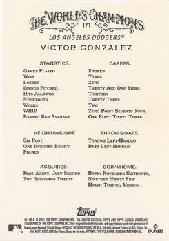2021 Topps Allen & Ginter X #171 Victor Gonzalez Back