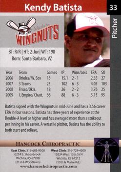 2011 Wichita Wingnuts #NNO Kendy Batista Back