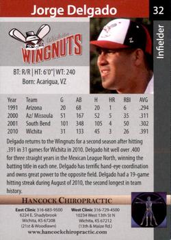 2011 Wichita Wingnuts #NNO Jorge Delgado Back