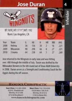 2011 Wichita Wingnuts #NNO Jose Duran Back
