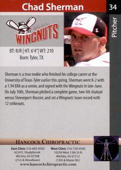 2011 Wichita Wingnuts #NNO Chad Sherman Back