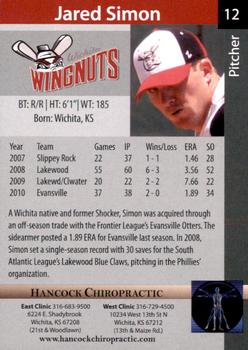 2011 Wichita Wingnuts #NNO Jared Simon Back