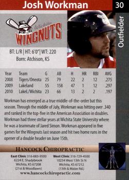 2011 Wichita Wingnuts #NNO Josh Workman Back