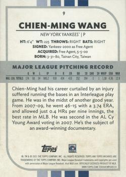 2021 Topps Archives Snapshots #9 Chien-Ming Wang Back