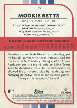 2021 Topps Archives Snapshots #35 Mookie Betts Back