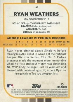 2021 Topps Archives Snapshots #45 Ryan Weathers Back