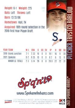 2021 Choice Spokane Indians #03 Trysten Barlow Back